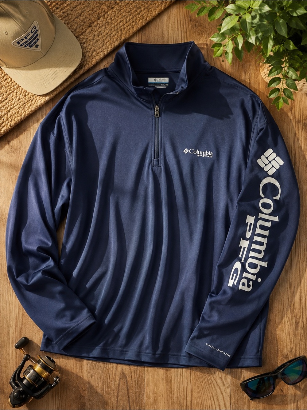 Columbia PFG Omni-Shade Navy 1/4 Zip Performance Pullover XXL